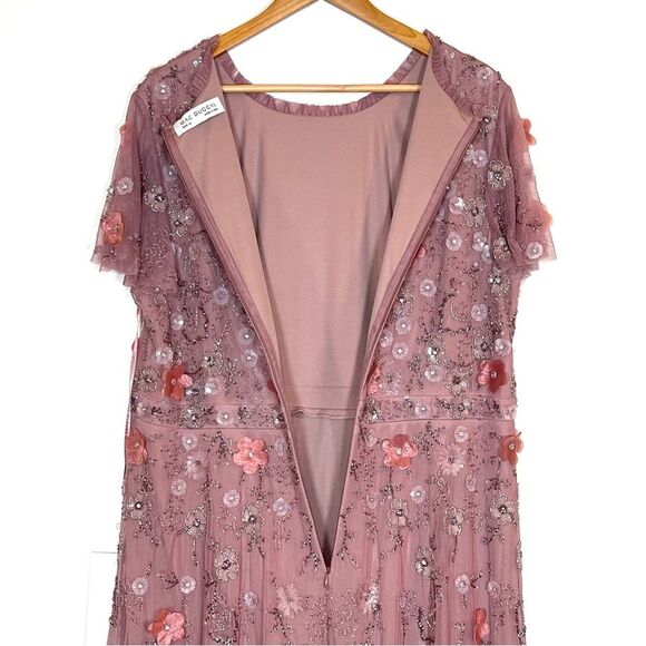 Mac Duggal 9212 Size 6 Pink Floral Embellished High Neck Cap Sleeve ALine Dress - Picture 10 of 10